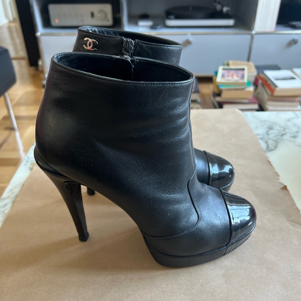 Chanel Black Ankle Booties Sleek Leather Design